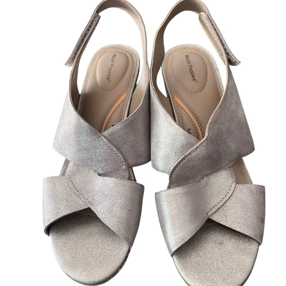 Hush Puppies Bronze Metallic Wedge Sandals 9.5